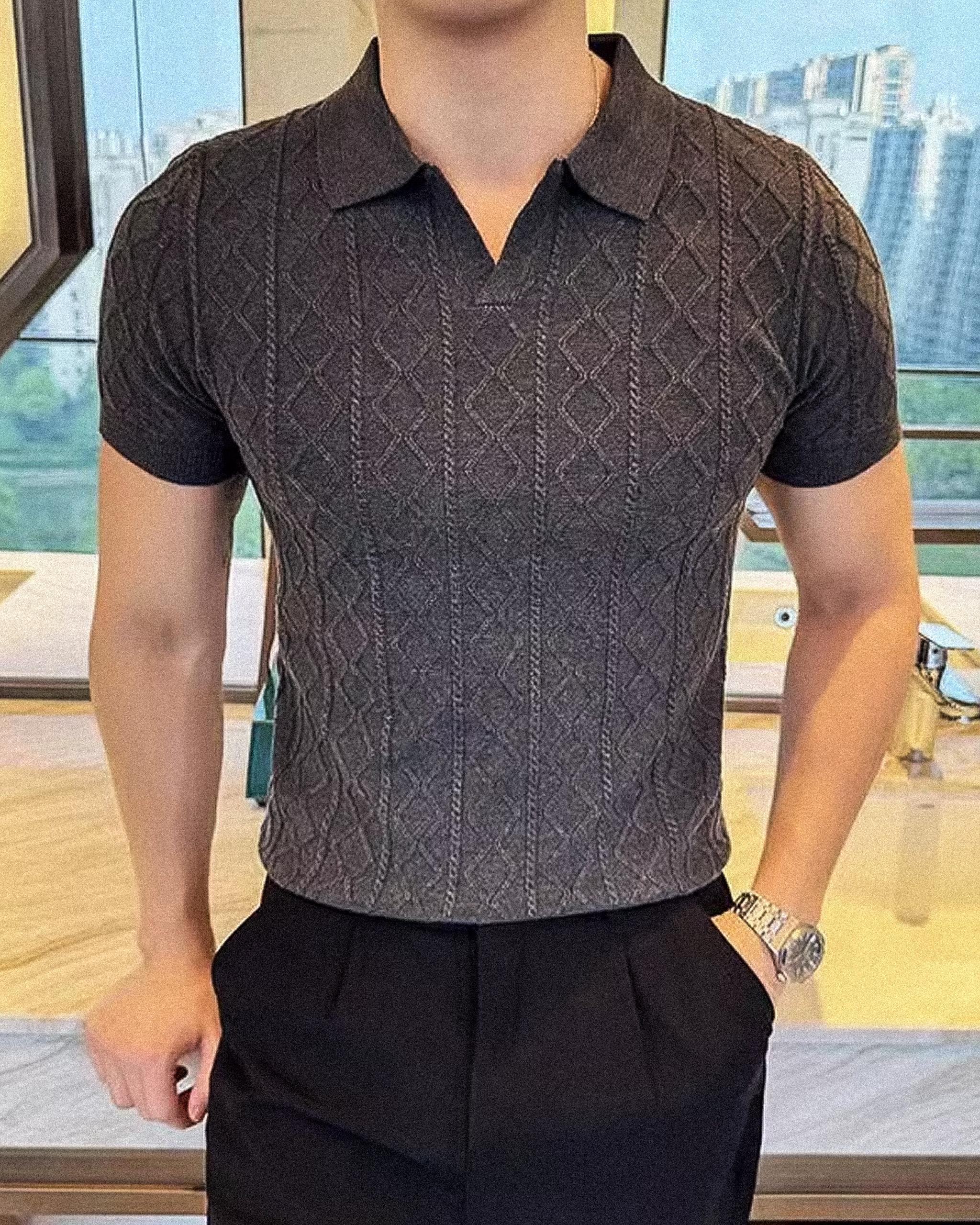 Cable Knit Polo